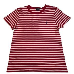 Ralph Lauren Sport T Shirt Juniors XL Red Stripe Preppy Crewneck Athleisure Top